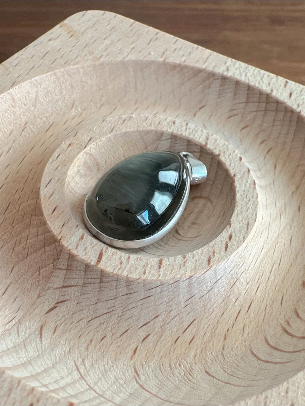 Natural Gray Crystal Teardrop Pendant Handmade Bezel Set Gemstone Charm Boho